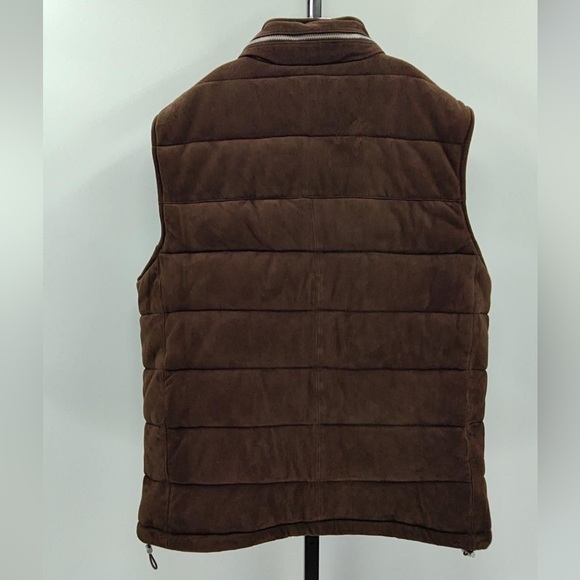 100% Suede Puffer Vest Mens Size XL Color Brown - Picture 10 of 10